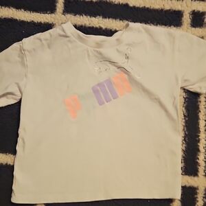 Puma Kids White Tee with Pink and Purple Graphic